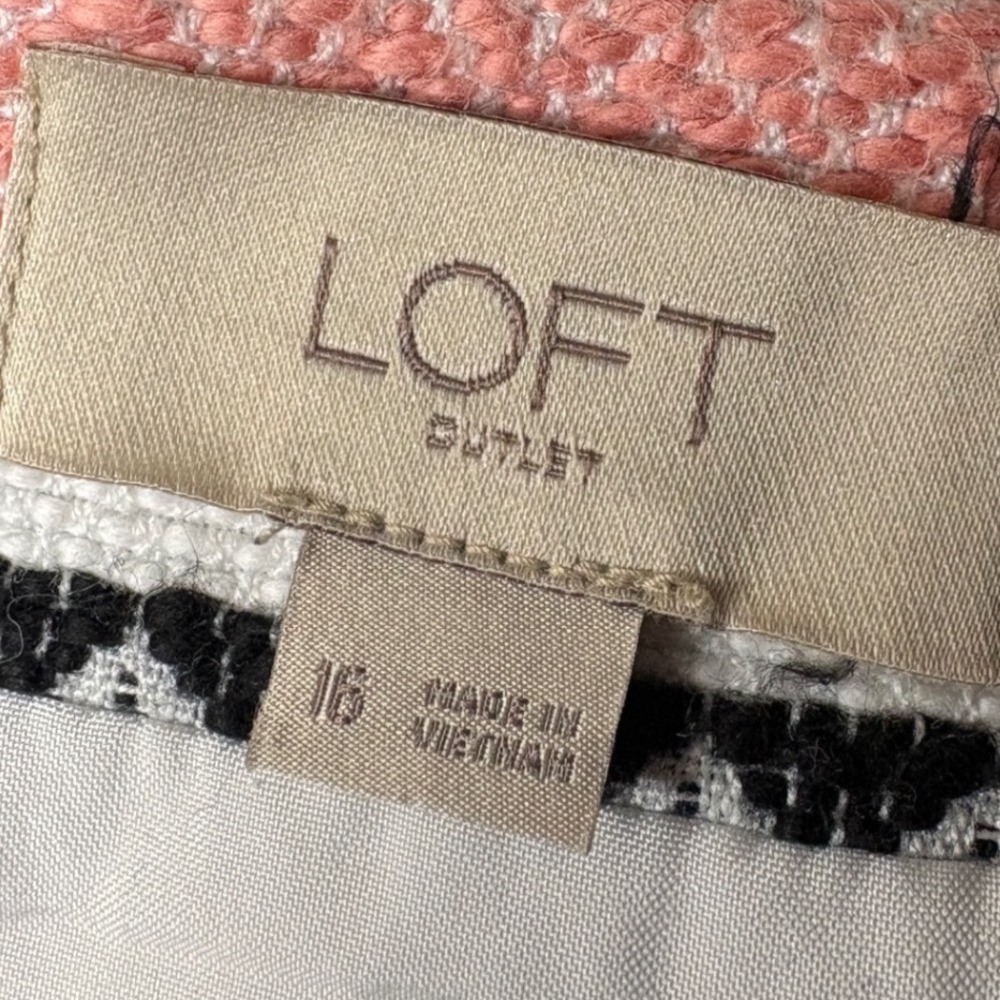 Loft‎ Outlet Womens Pink Black White Striped Geometric Woven Mini Skirt Size 16 - Picture 5 of 7